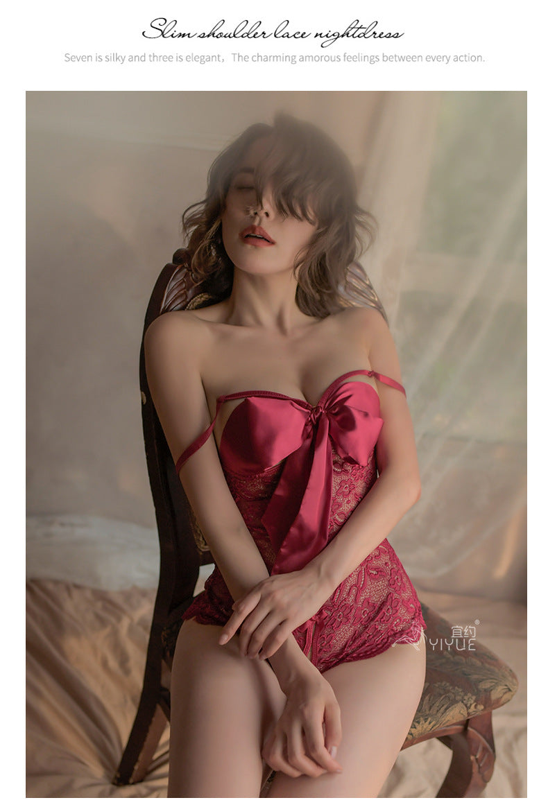 Yiyue Sexy Lingerie Lace Temptation Transparent Hollow Sexy Bodysuit Women Hot Open Crotch Uniform Set8259