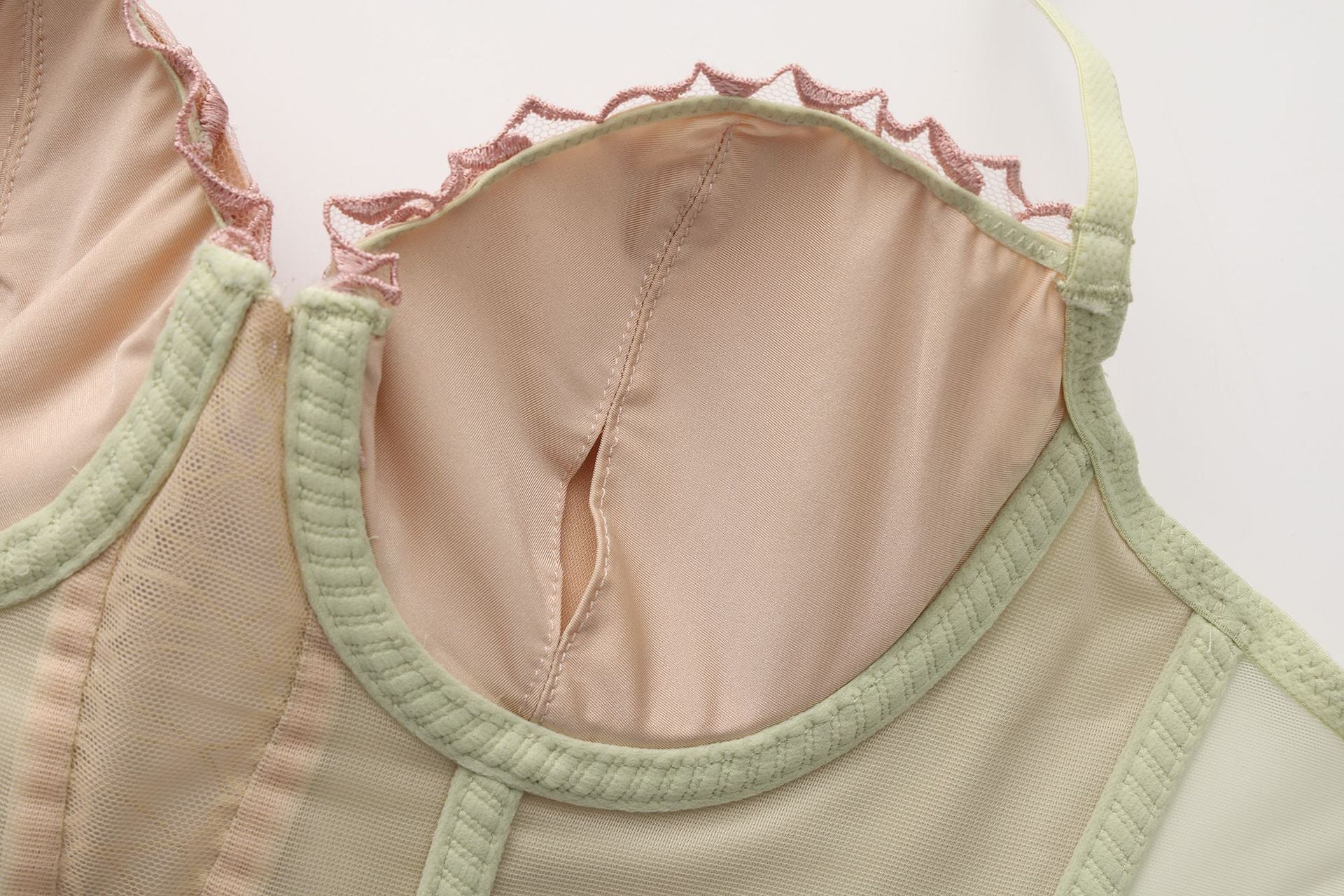 French Style Sexy Lingerie Summer Thin Retro Rose Fishbone Bra Vest Style Long Shaping Push-Up Bra