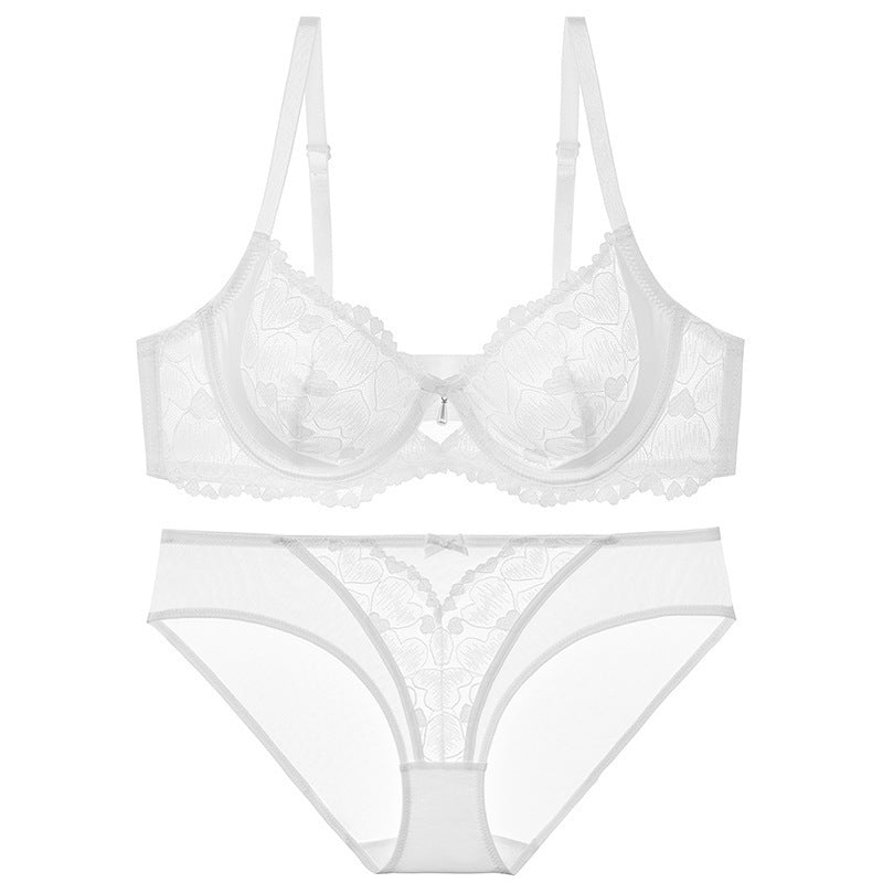 European and American Sexy Lace Lingerie for Women, French Style Ultra-Thin See-Through Plus Size Lingerie, Large Bust Minimizer, Anti-Sagging Bra Set