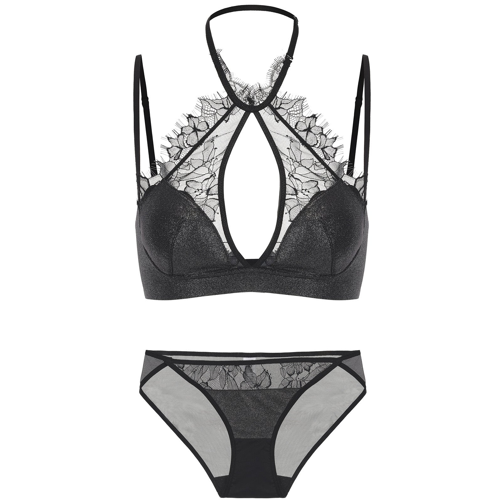French Style Sexy Lingerie Summer Thin Halter Neck Lace Bra Vest Style Large Bust Minimizer Plus Size Bra