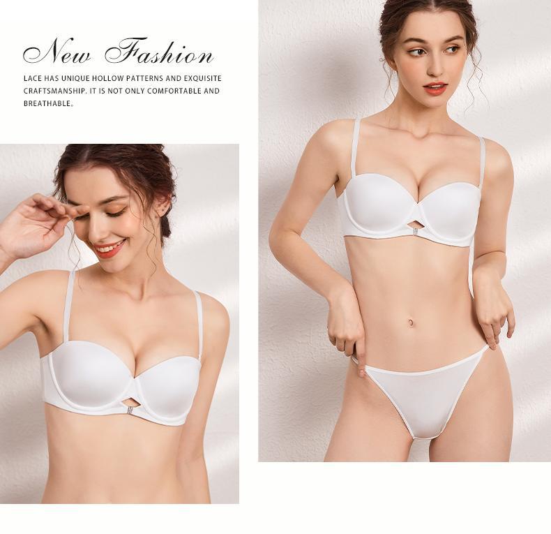 Cross-Border Sexy Seamless Underwear Glossy Strapless Anti-Slip Soft Steel Ring Bra Big Chest Makes You Look Smaller Plus Size Underwear Bra