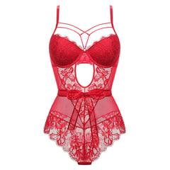 French Style Sexy Bodysuit Temptation Bow Transparent Lace European and American Tight Sexy Jumpsuit