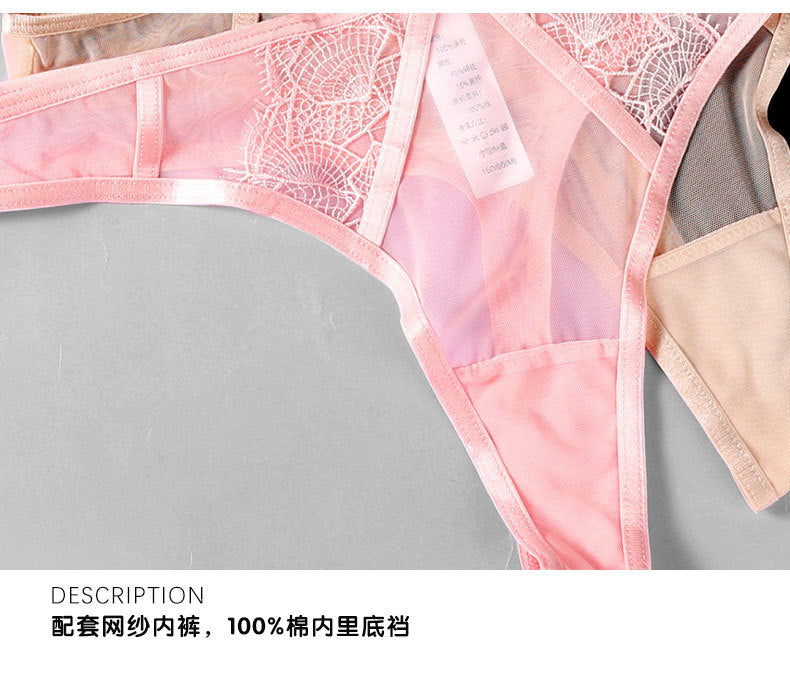 French Semi-Transparent Lace Lingerie Set Bra Sexy Pure Desire Hollow Bra Women's Push-Up Wholesale