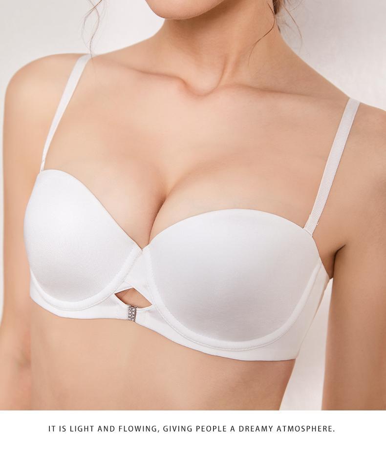 Cross-Border Sexy Seamless Underwear Glossy Strapless Anti-Slip Soft Steel Ring Bra Big Chest Makes You Look Smaller Plus Size Underwear Bra