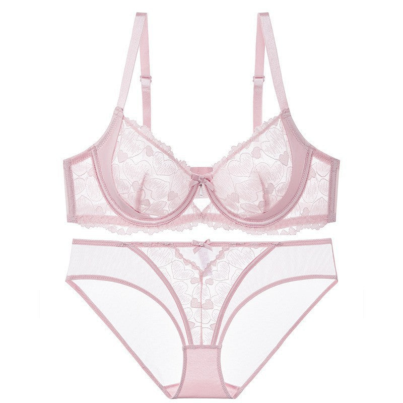 European and American Sexy Lace Lingerie for Women, French Style Ultra-Thin See-Through Plus Size Lingerie, Large Bust Minimizer, Anti-Sagging Bra Set