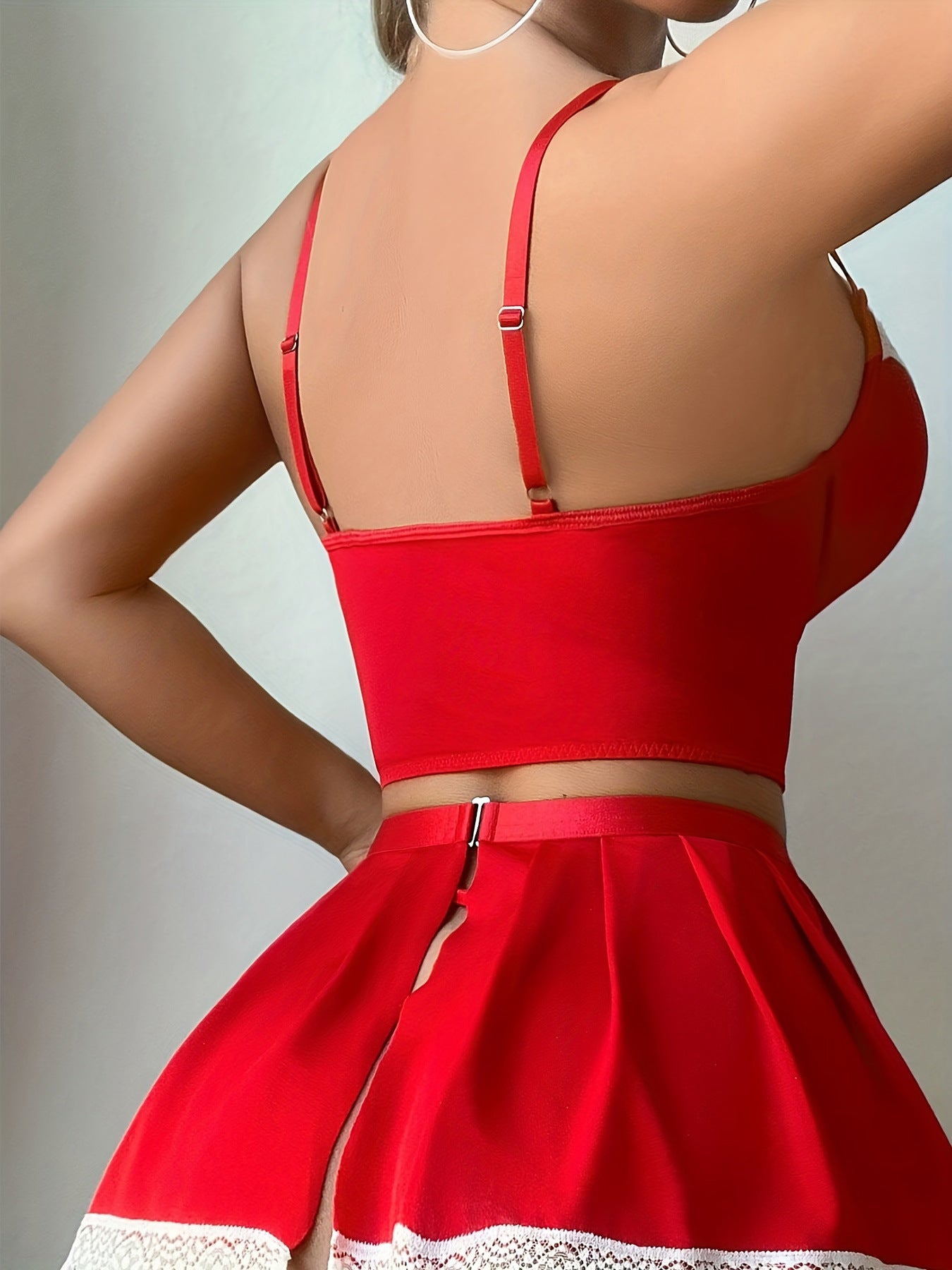 Amazon Cross-Border Sexy Lingerie Women's Lace Strap Apron Maid Costume Role Play Three-Piece Set