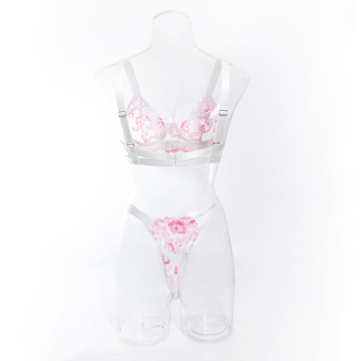 Foreign Trade Cross-Border Sexy Lingerie Big Bust Minimizer Push-Up Pure Girl Embroidered Flowers Comfortable Erotic Lingerie Set