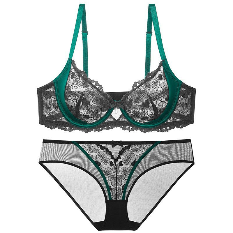European and American Sexy Lace Lingerie for Women, French Style Ultra-Thin See-Through Plus Size Lingerie, Large Bust Minimizer, Anti-Sagging Bra Set