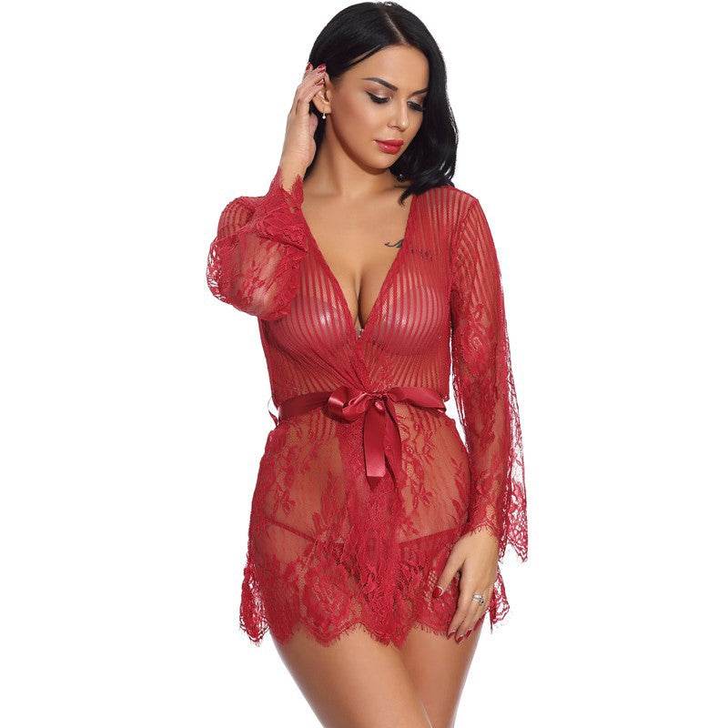 New European and American Style Sexy Lingerie Foreign Trade Amazon Supply Sexy Home Sleepwear Bathrobe Direct from Manufacturer