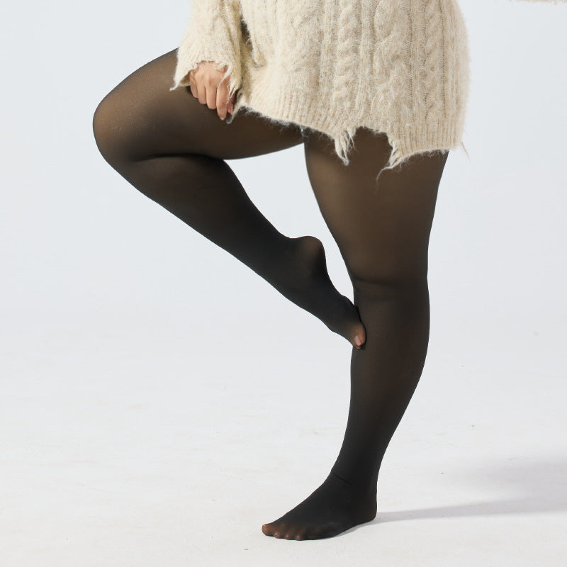 One-line Crotch Dyed Black Sheer Pantyhose European and American Cross-border E-commerce Amazon TK Plus Size Transparent Base Layer Leggings
