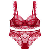 23New Sexy Underwire Winter Lace-Up Upgraded Women's Thin Top Thick Bottom Bra Color-Block Beauty Bra Set