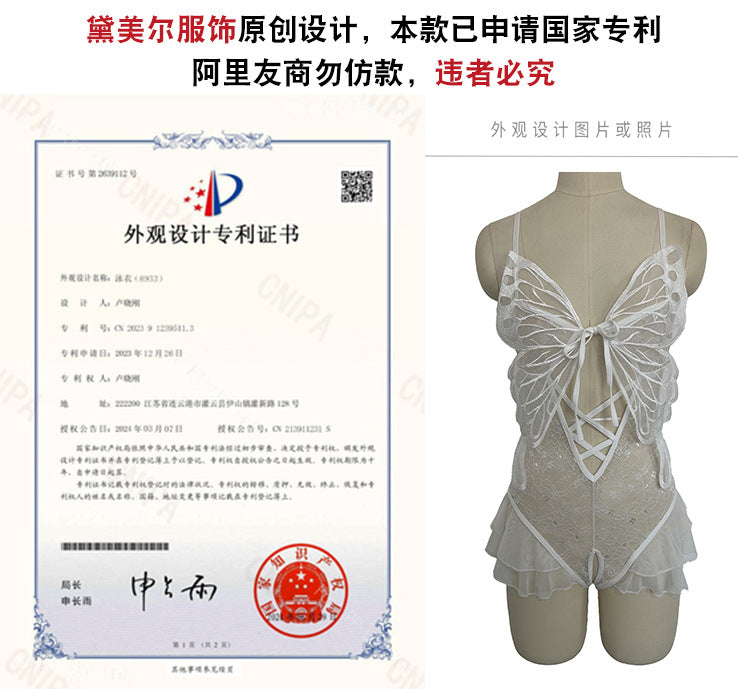Yiyue Original Sexy Lingerie Sexy Pure Desire Butterfly Jumpsuit Women Hot Open Crotch Small Chest Uniform Pajamas8933