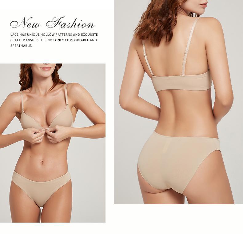 Cross-Border Sexy Seamless Underwear Thin Front Closure Soft Underwire Bra Small Chest Push-Up Anti-Sagging Underwear Set