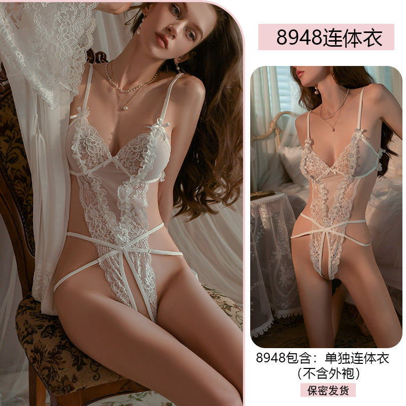 Yiyue Original Sexy Lingerie Sexy Bodysuit Women Lace Temptation Pajamas No Need to Take Off Bed Battle Robe Set8948
