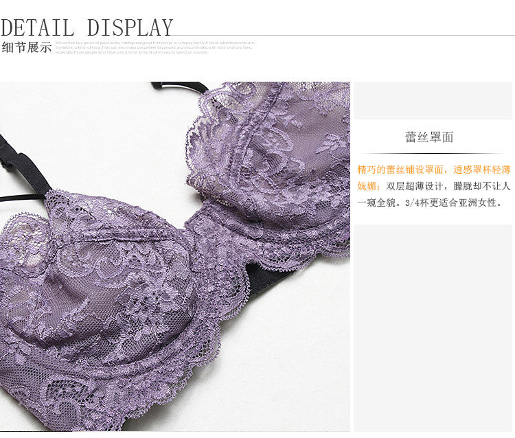 Girl Summer Ultra-Thin Soft Lace Breathable Sexy Ladies Bra Bra Set