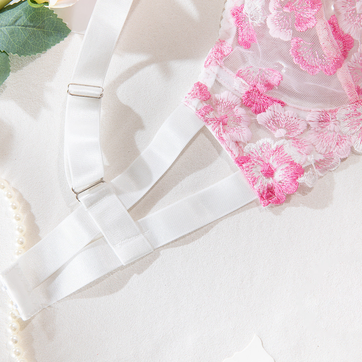 Foreign Trade Cross-Border Sexy Lingerie Big Bust Minimizer Push-Up Pure Girl Embroidered Flowers Comfortable Erotic Lingerie Set