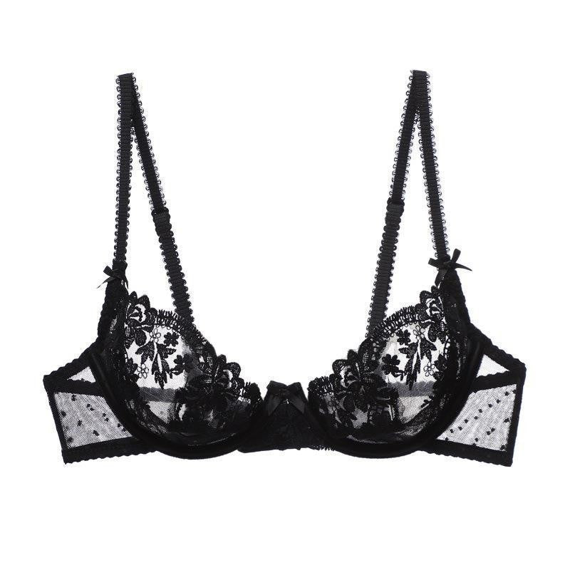 Sexy Lace Lingerie French Style Ultra-Thin Hollow Out See-Through Plus Size Bra Large Bust Minimizer Anti-Sagging Lift Bra