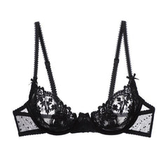Sexy Lace Lingerie French Style Ultra-Thin Hollow Out See-Through Plus Size Bra Large Bust Minimizer Anti-Sagging Lift Bra