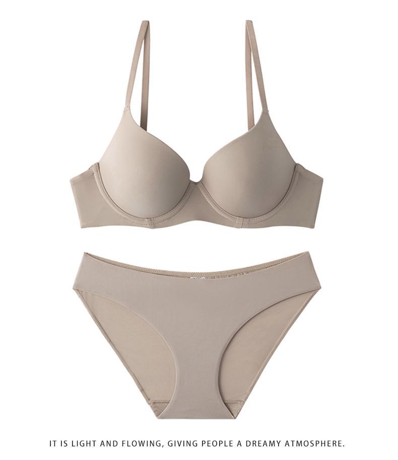 Cross-Border Sexy Seamless Underwear Thin Front Closure Soft Underwire Bra Small Chest Push-Up Anti-Sagging Underwear Set