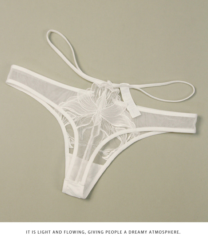 European and American Cross-Border Sexy Women's Panties Thin Breathable Embroidered Lace Panties Hip-Lifting Low Waist Plus Size Panties T Pants