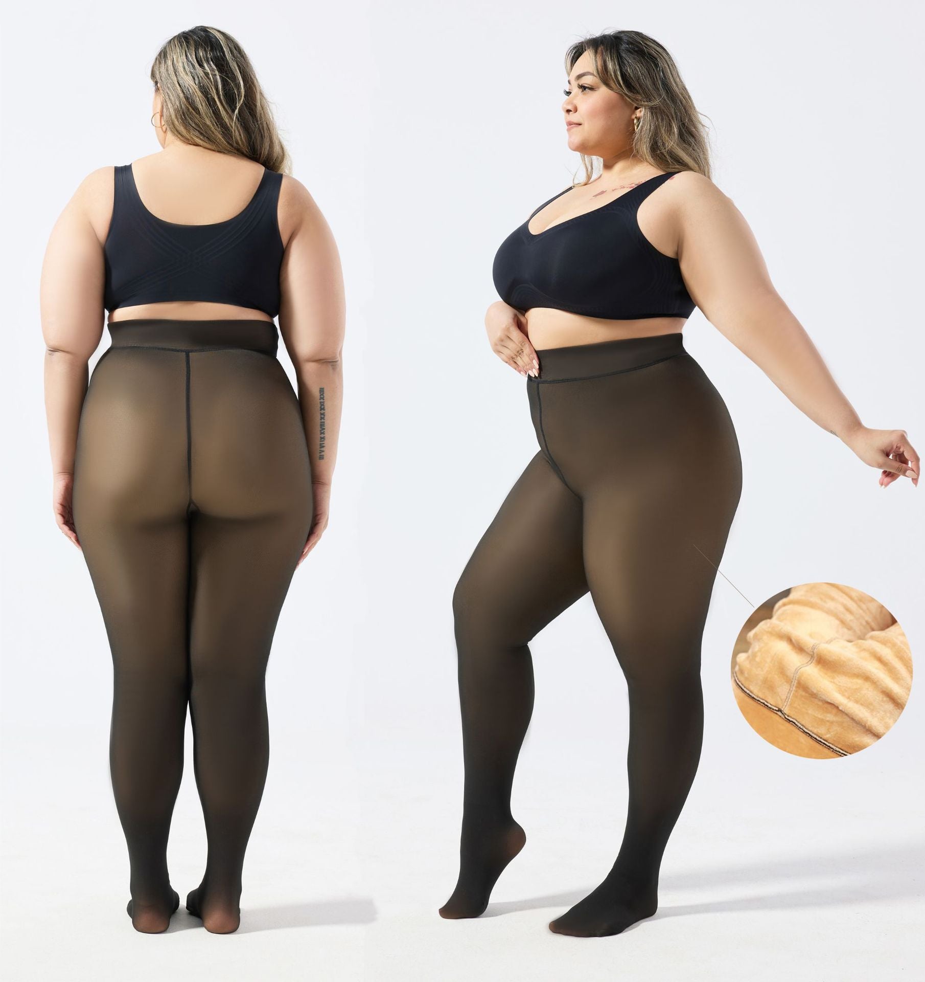 One-line Crotch Dyed Black Sheer Pantyhose European and American Cross-border E-commerce Amazon TK Plus Size Transparent Base Layer Leggings