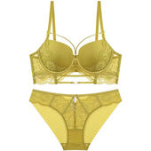 23New Sexy Underwire Winter Lace-Up Upgraded Women's Thin Top Thick Bottom Bra Color-Block Beauty Bra Set
