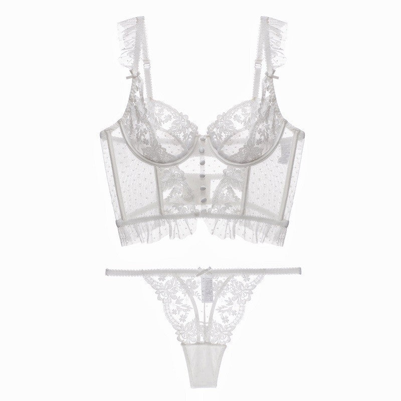 Cross-Border European and American Hot-Selling Sexy Lingerie Sexy Ultra-Thin Push-Up Beautiful Back Fishbone Shaping Lace Sexy Lingerie
