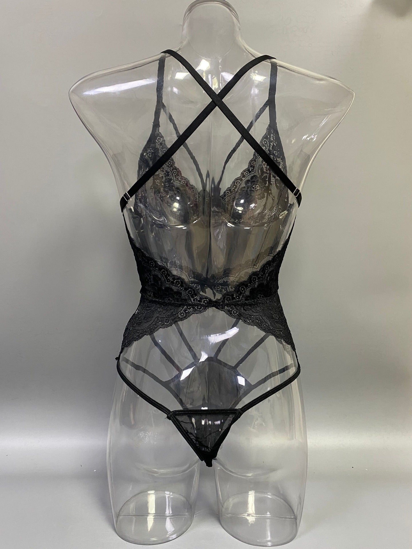 2022Cross-Border New Style Foreign Trade European and American Sexy Women Lace Mesh Splicing Bodysuit Lingerie Set In Stock