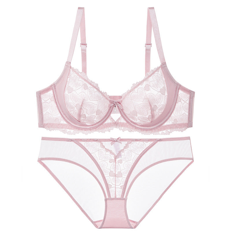European and American Sexy Lace Lingerie for Women, French Style Ultra-Thin See-Through Plus Size Lingerie, Large Bust Minimizer, Anti-Sagging Bra Set
