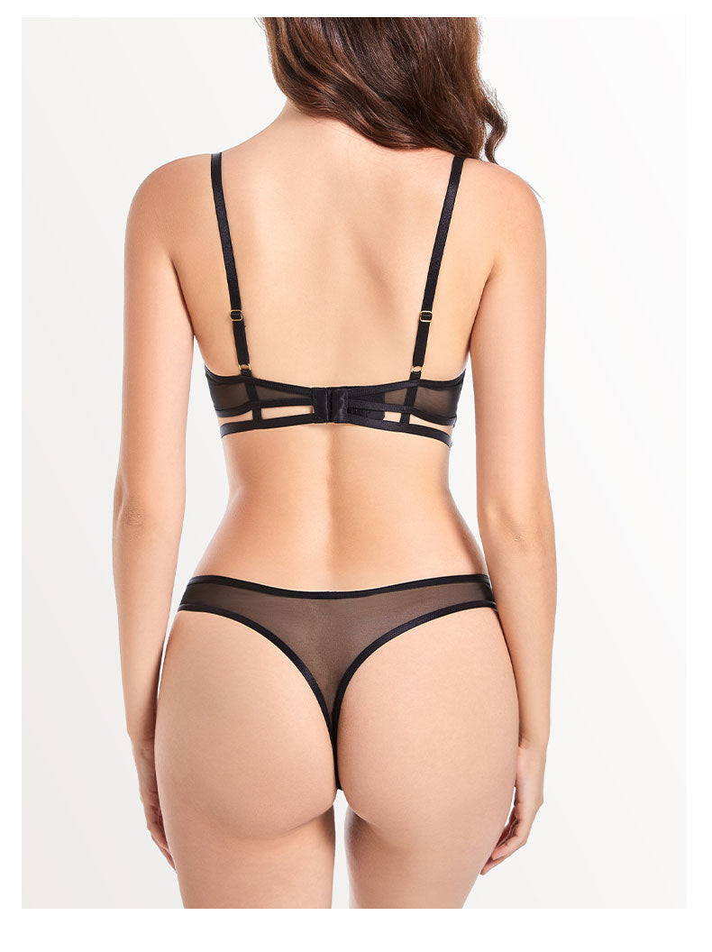 French Semi-Transparent Lace Lingerie Set Bra Sexy Pure Desire Hollow Bra Women's Push-Up Wholesale