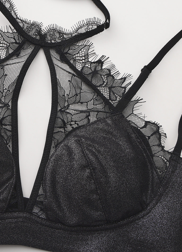 French Style Sexy Lingerie Summer Thin Halter Neck Lace Bra Vest Style Large Bust Minimizer Plus Size Bra