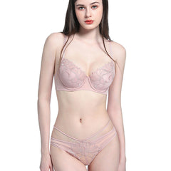 European and American New Style Sexy Lingerie for Women, French Thin Embroidered Lace Bra, Large Bust Minimizer, Anti-Sagging Bra Set