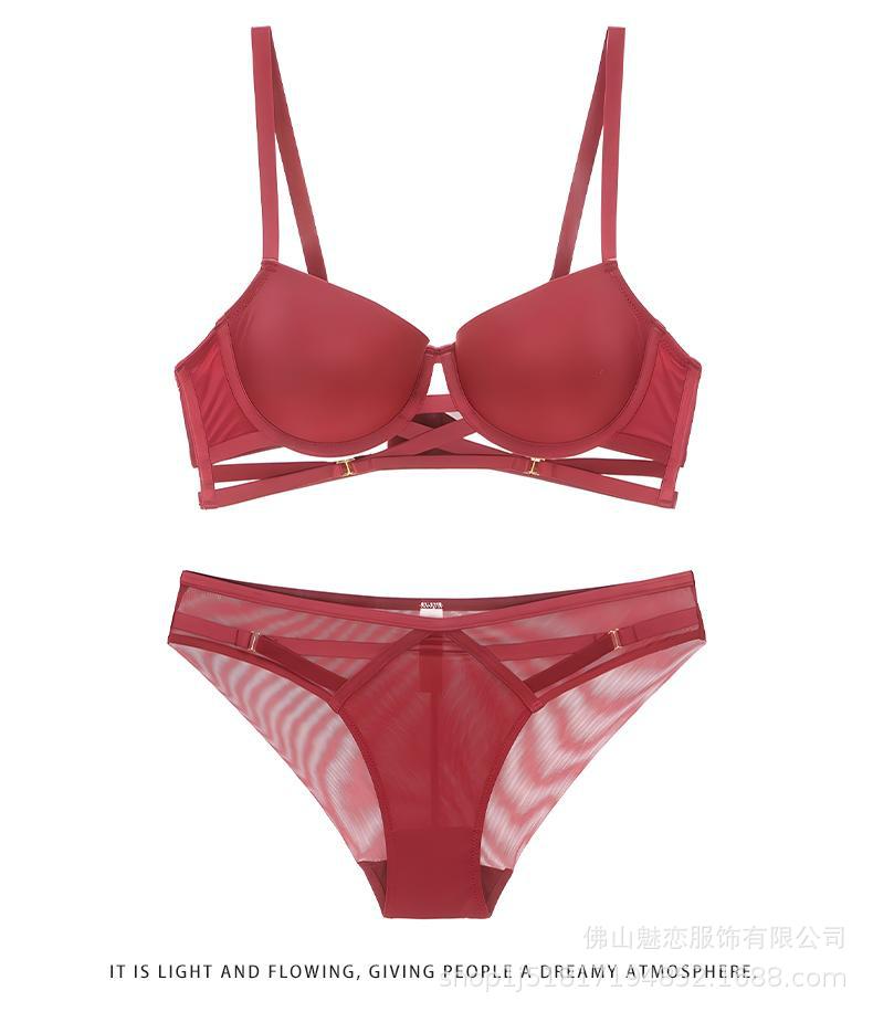 Cross-Border European and American Sexy Lingerie for Women, Cross-Strap Seamless Bra, Large Bust Minimizer, Anti-Sagging Bra Set
