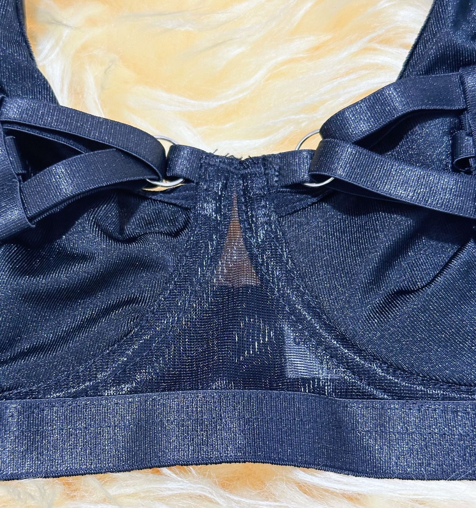 European and American AliExpress Hot-Selling Sexy Lingerie Solid Color Leather Skirt with Fishnet Stockings Tie-Up Push-Up Bra Set