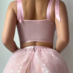 Foreign Trade Cross-Border Hot-Selling Sexy Lingerie Pure Desire See-Through Tie Bow Sequin Mesh Dress Lace Erotic Lingerie