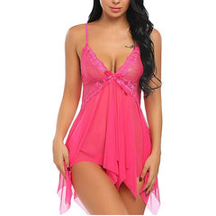 New European and American Spring Summer New Women's Sexy Lace Nightdress Lace Deep v Strappy Sexy Nightwear Homewear Set