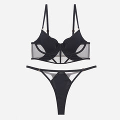 French Style Lingerie Sexy Thin Cotton Smooth Mesh Fishbone Bra Vest Style Bra Large Bust Minimizing Anti-Sagging Lingerie