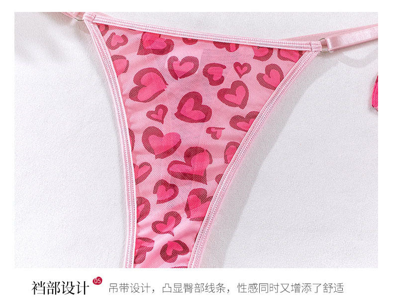 Cross-Border Foreign Trade Hot-Selling Sexy Mesh Leopard Print Metal Chain Lingerie Set with Gloves and Leg Rings Four-Piece Set