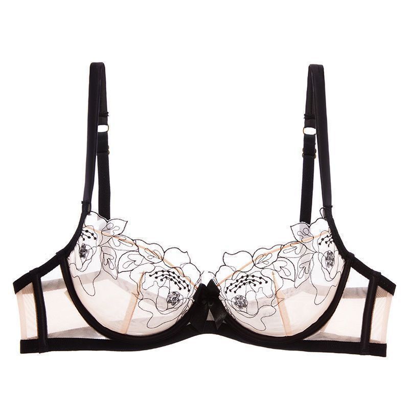 New French Style Sexy Lingerie for Women Lace Embroidery Ultra-thin Semi-transparent Hot Pure Desire Style Temptation Bra Set