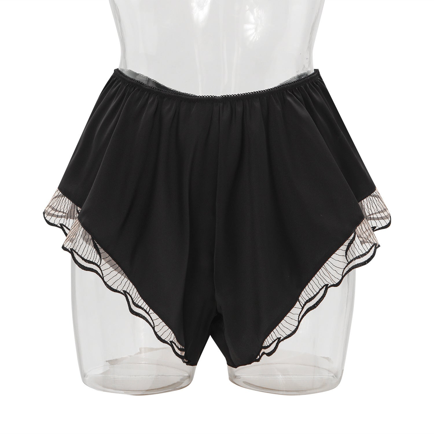 Foreign Trade Cross-Border Sexy Satin Nightdress Summer Thin Style V Comfortable Lace Pajama Set with Camisole and Shorts