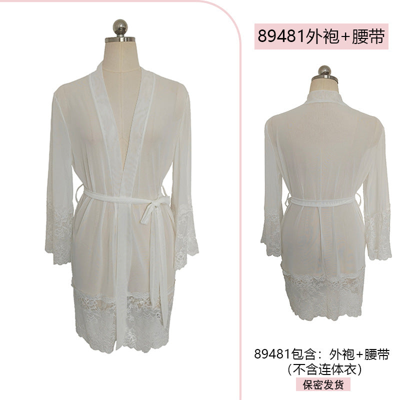 Yiyue Original Sexy Lingerie Sexy Bodysuit Women Lace Temptation Pajamas No Need to Take Off Bed Battle Robe Set8948