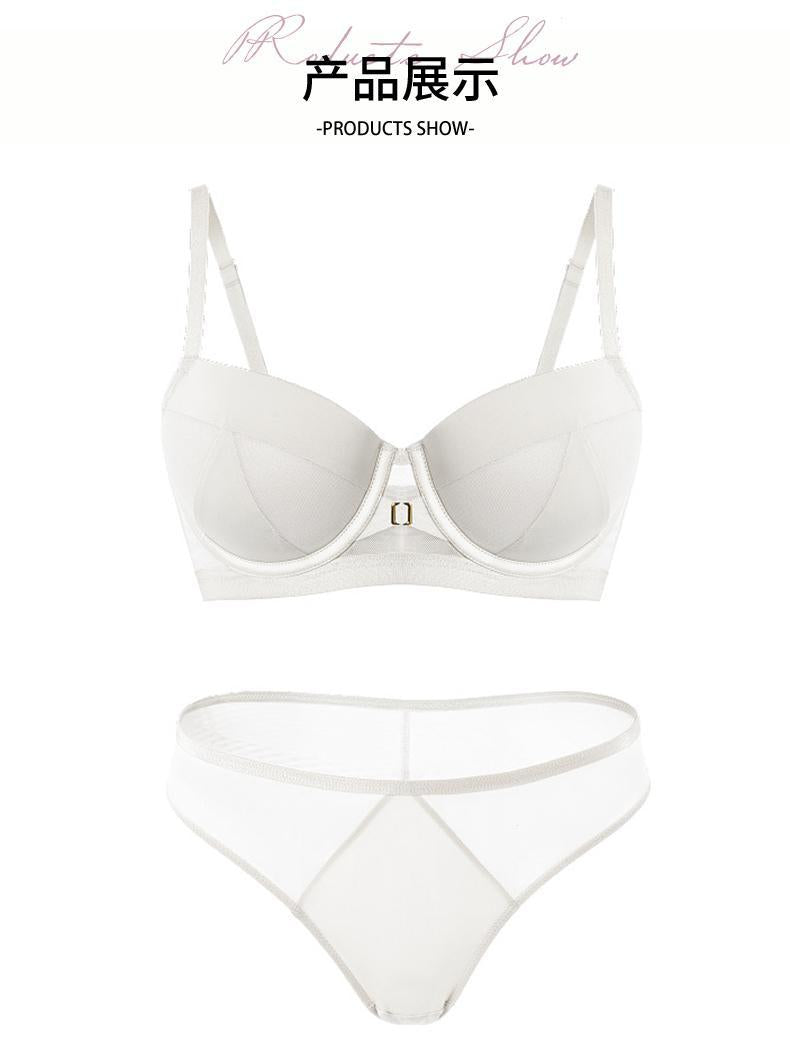 European and American Cross-Border Sexy Lingerie Seamless Half-Cup Small Chest Push-Up Bra Anti-Sagging Side Breast Collection Lift Bra Set