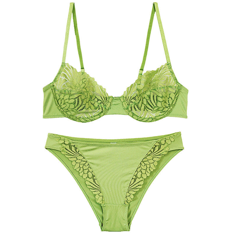 Cross-Border Foreign Trade French Style Lingerie for Women, Sexy Large Bust Minimizer, Anti-Sagging, Sheer Lace Trim, Erotic Lingerie Set