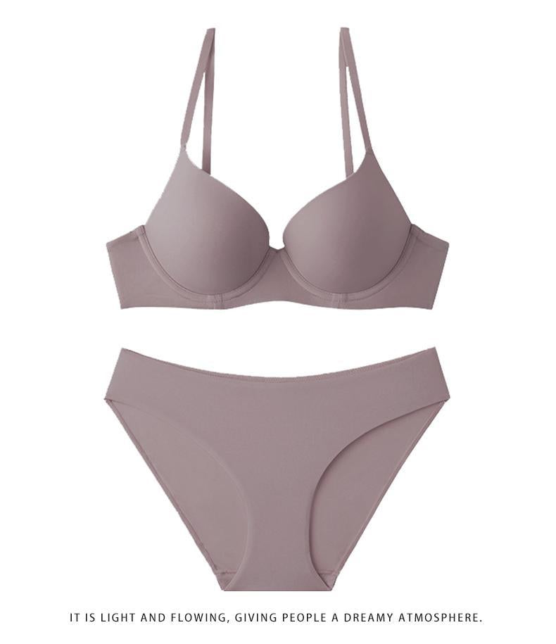 Cross-Border Sexy Seamless Underwear Thin Front Closure Soft Underwire Bra Small Chest Push-Up Anti-Sagging Underwear Set