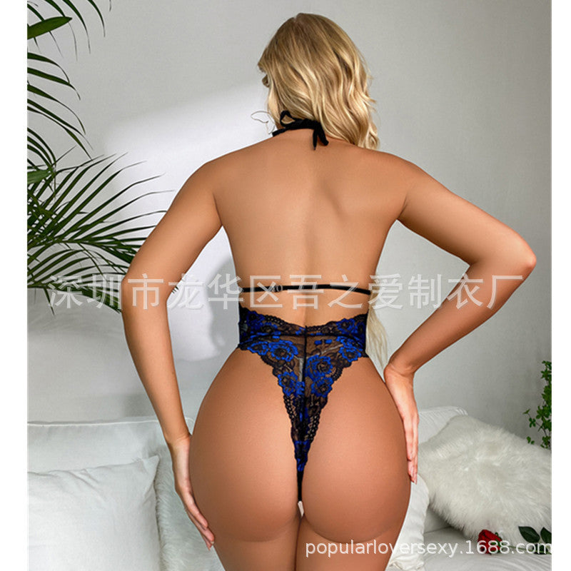 Women's Sexy Lingerie plus Size One-piece lace deep V Tights European and American Cross-Border AliExpress eBay Source of Goods