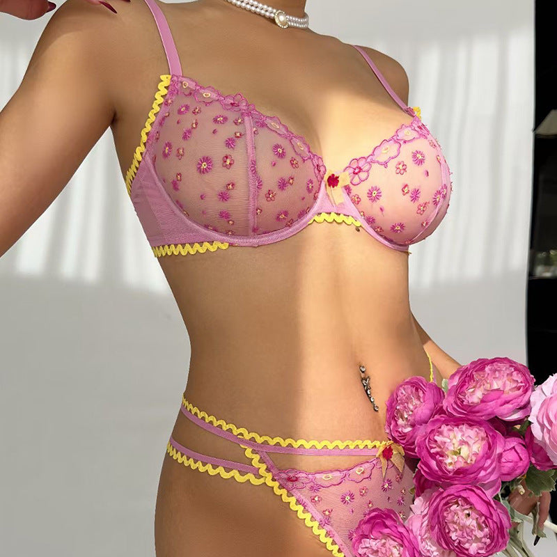 Cross-Border AliExpress Sexy Lingerie French Ultra-Thin Embroidered Lace Bra Large Bust Minimizer Plus Size Bra