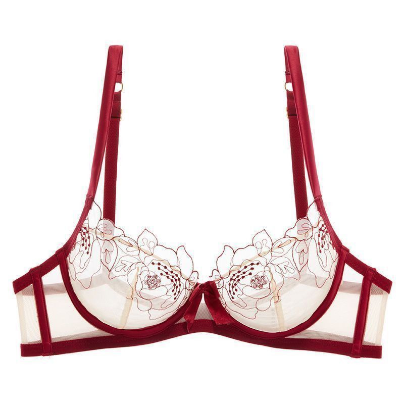 New French Style Sexy Lingerie for Women Lace Embroidery Ultra-thin Semi-transparent Hot Pure Desire Style Temptation Bra Set