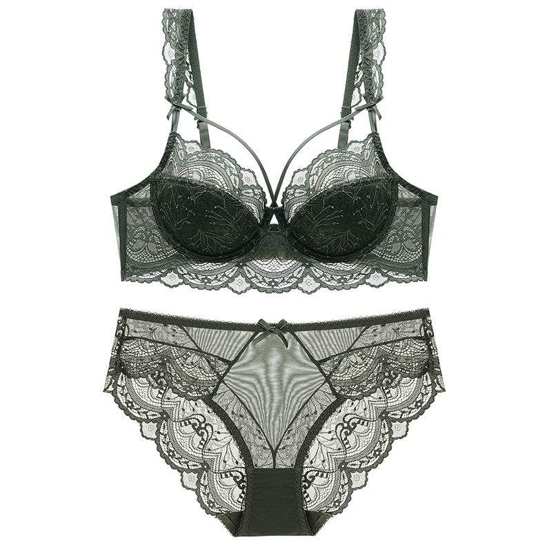 Women's Underwear Large Bust Minimizer Bra Set Sexy Lace Thin Bra Bra