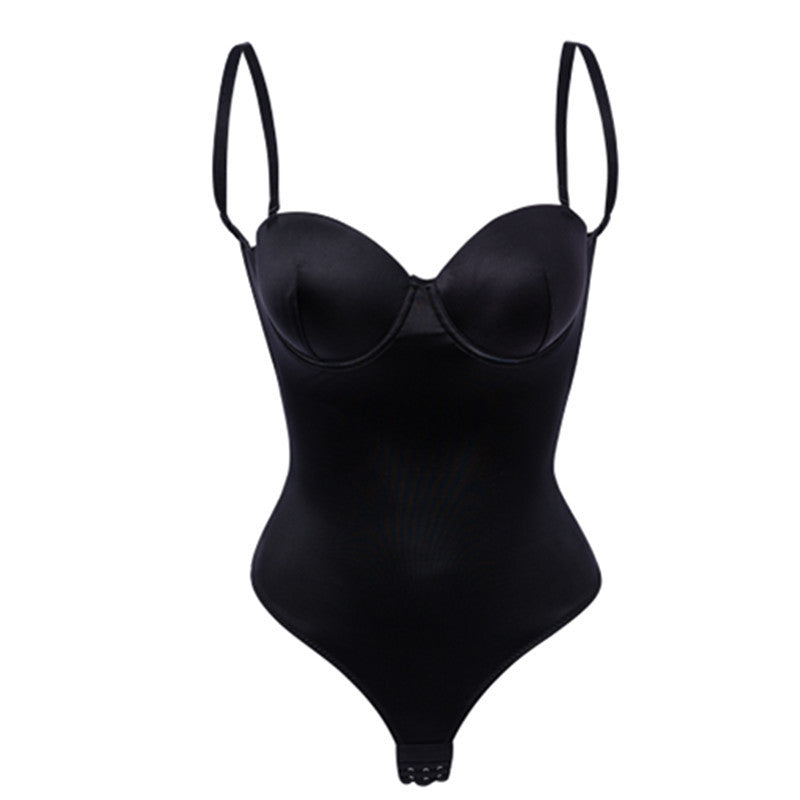 European and American Style Tight-Fitting Bodysuit Deep V Backless Tummy Control Invisible Strap Bra Shapewear Evening Dress Body Shaper