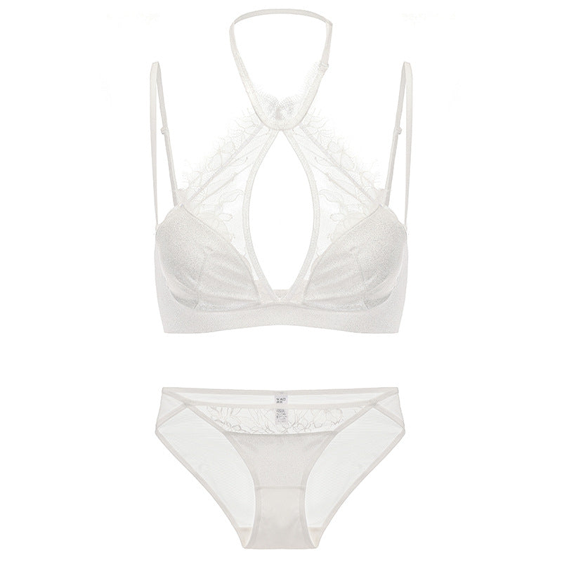 French Style Sexy Lingerie Summer Thin Halter Neck Lace Bra Vest Style Large Bust Minimizer Plus Size Bra